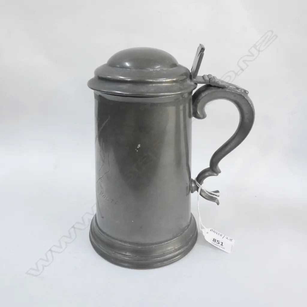 VICT LIDDED PEWTER TANKARD, WADHAM COLLEGE 1866 Image 1++