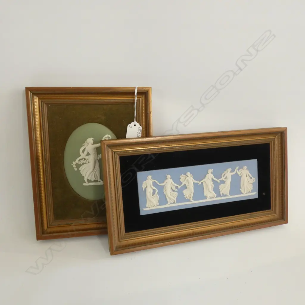 PR FRAMED WEDGWOOD JASPERWARE PLAQUES 220 X 80MM &  130 X 110MM Image 1++
