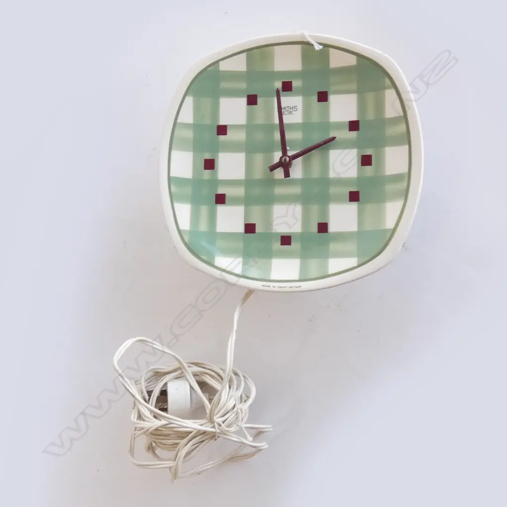 T. G. GREEN GINGHAM WALL CLOCK - C1950S Image 1++