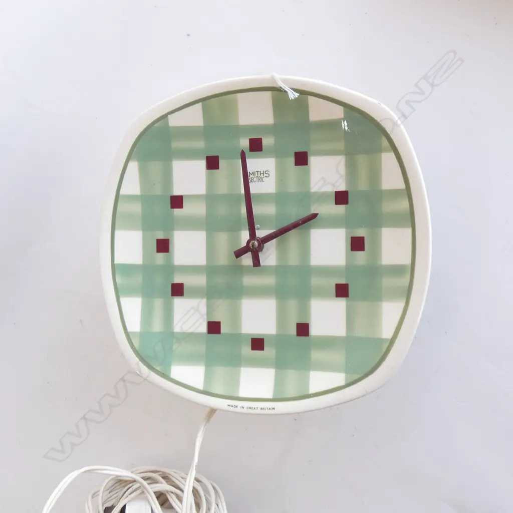 T. G. GREEN GINGHAM WALL CLOCK - C1950S Image 1++