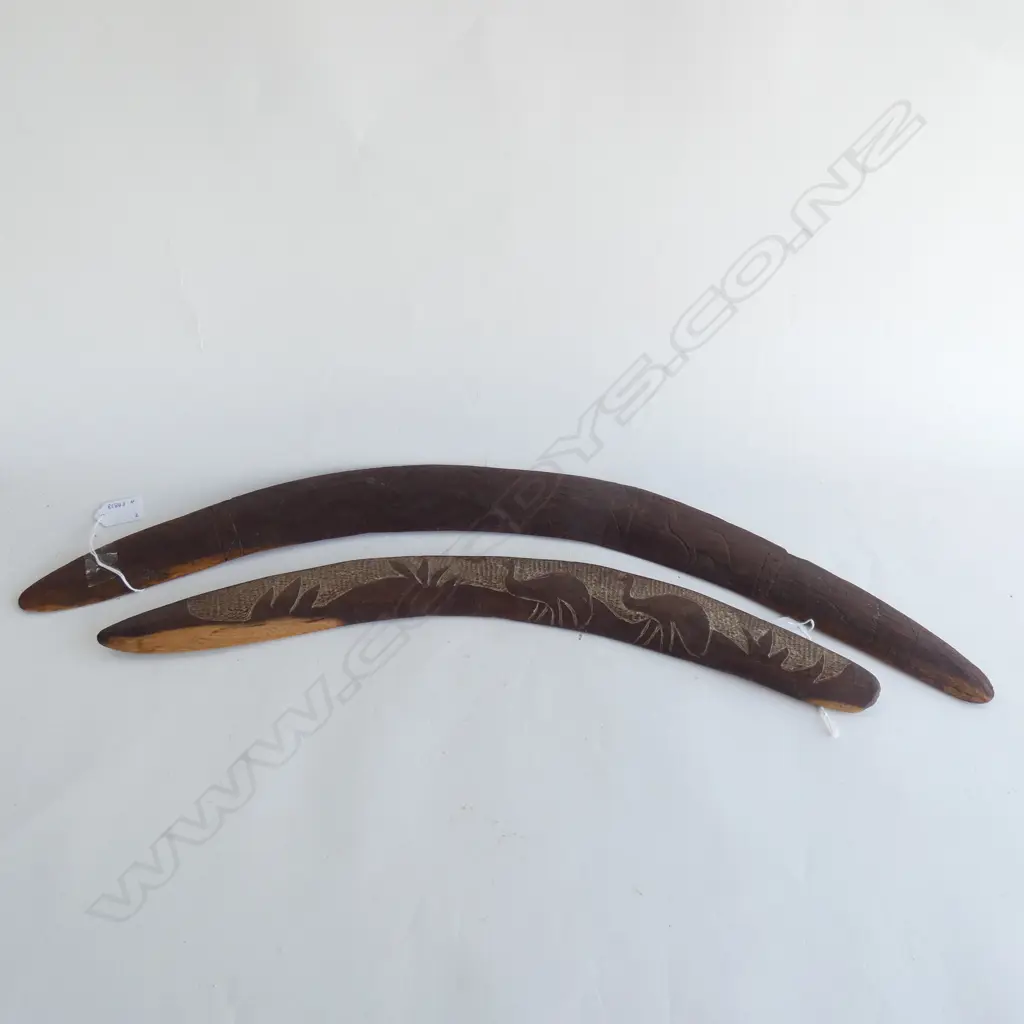 AUSTRALIAN ABORIGINAL WOOMERA (L.870mm) & BOOMERANG  (L.710mm) Image 1++