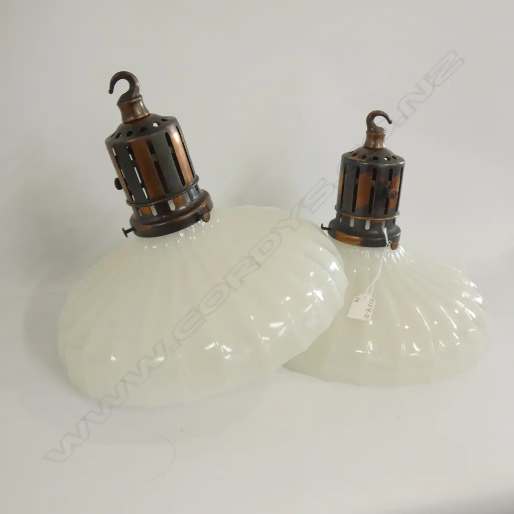 PR OLD BRASS & WHITE GLASS CEILING LIGHTS DIA 330MM Image 1++