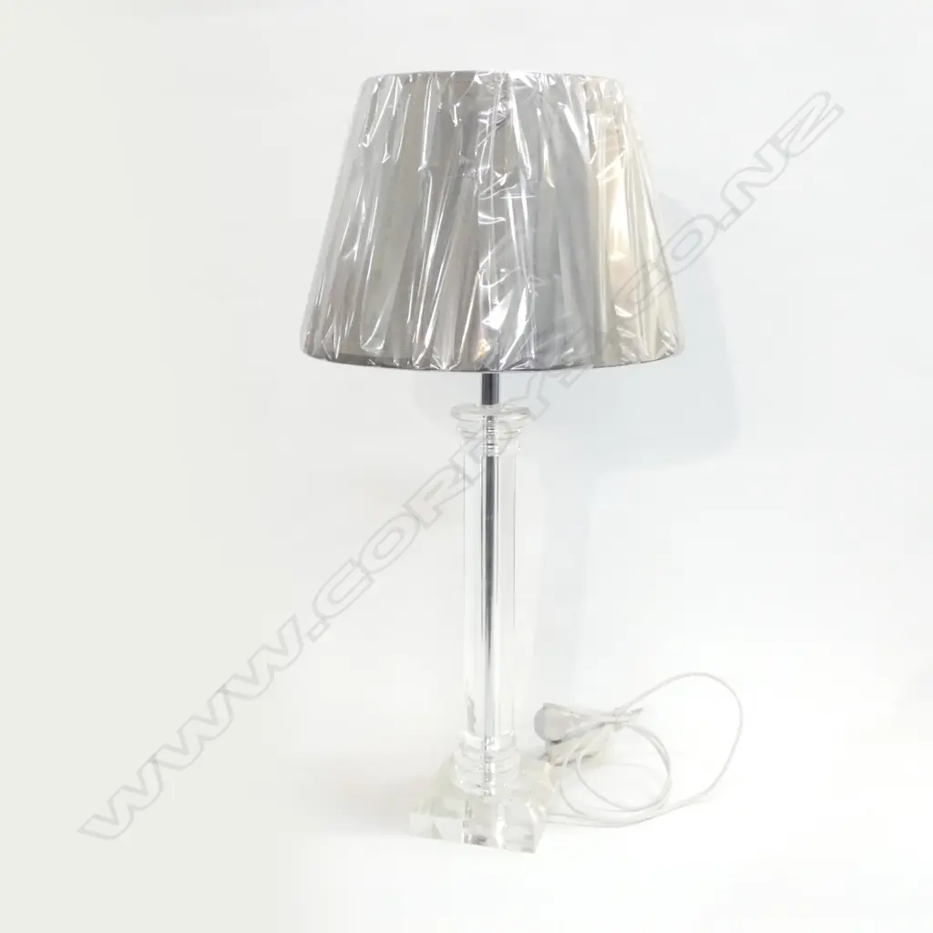 GLASS BASE TABLE LAMP WITH NEW SHADE H. 720MM Image 1++