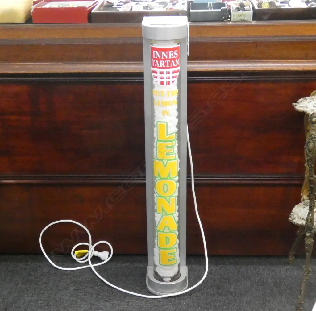 AN ELECTRIFIED BUBLING INNES TARTAN LEMONADE SIGN H 930 MM Image 1++