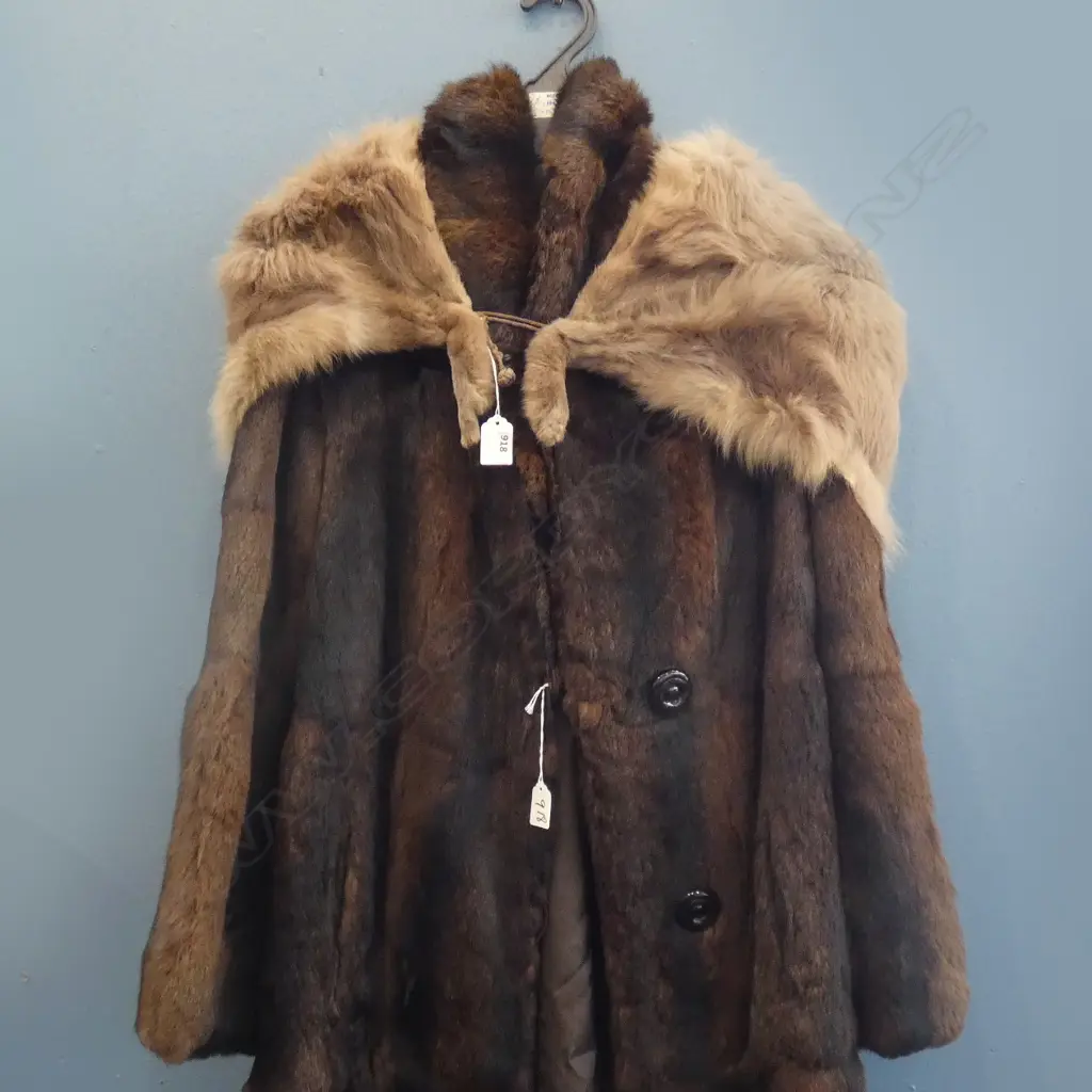 DARK BROWN RABBIT FUR COAT AND LONG HAIRED RABBIT STOLE Image 1++