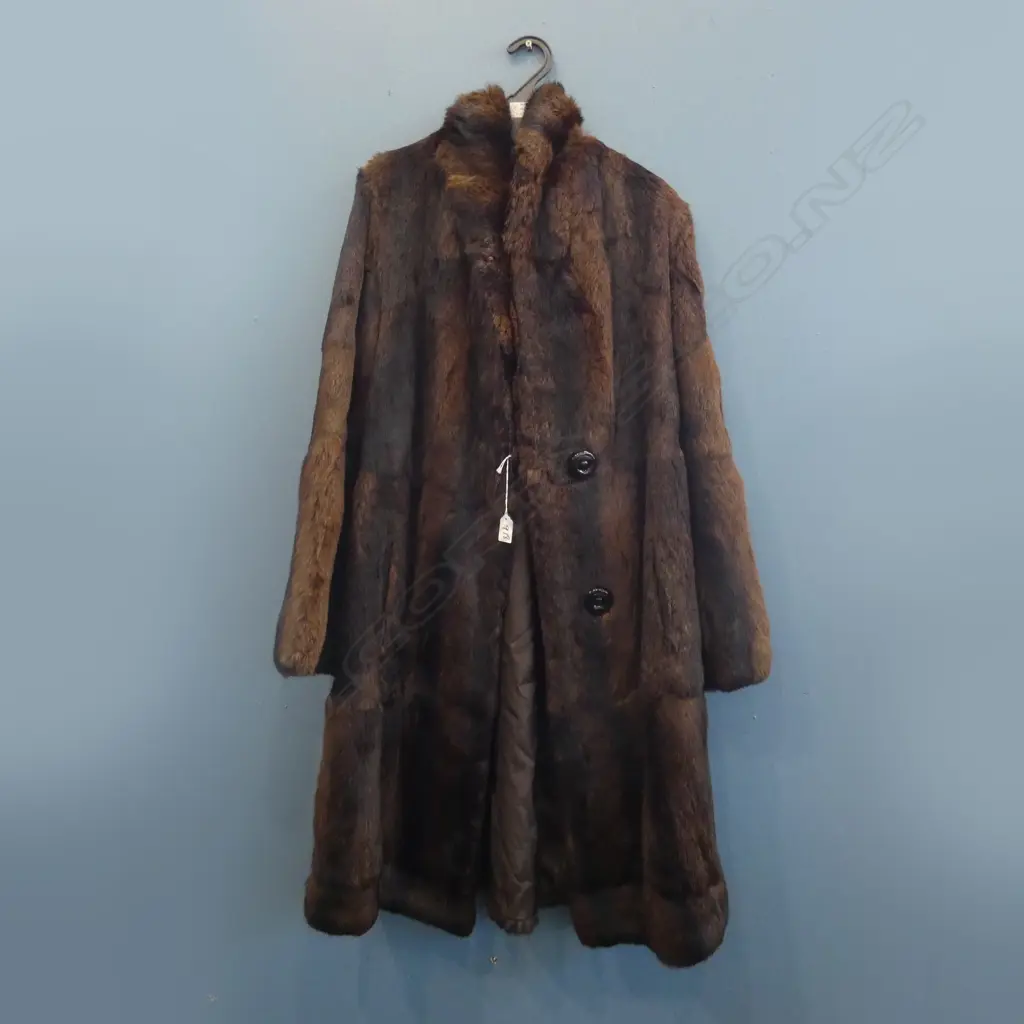 DARK BROWN RABBIT FUR COAT AND LONG HAIRED RABBIT STOLE Image 1++