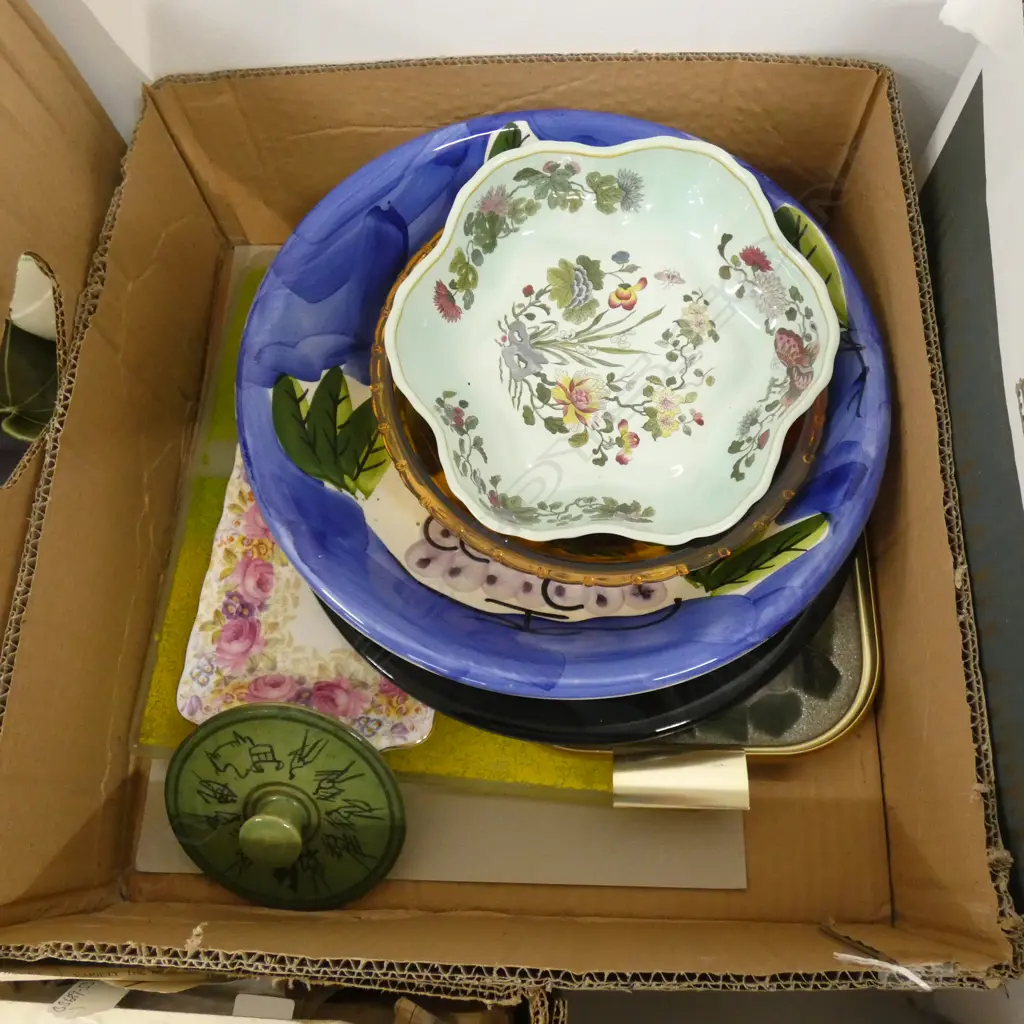 BOX ASST GLASS & PORCELAIN PLATES & DISHES Image 1++
