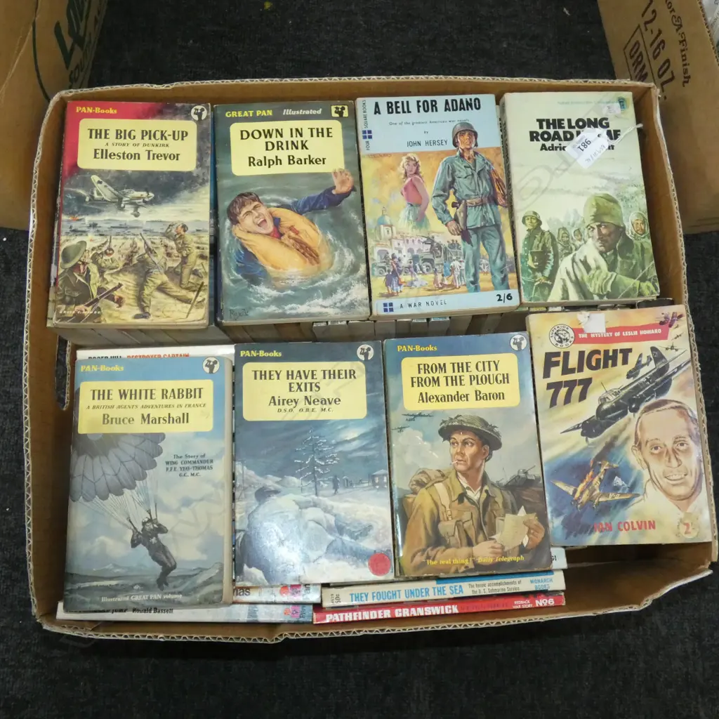 BOX OF WWII PULP FICTION PAPERBACKS Image 1++