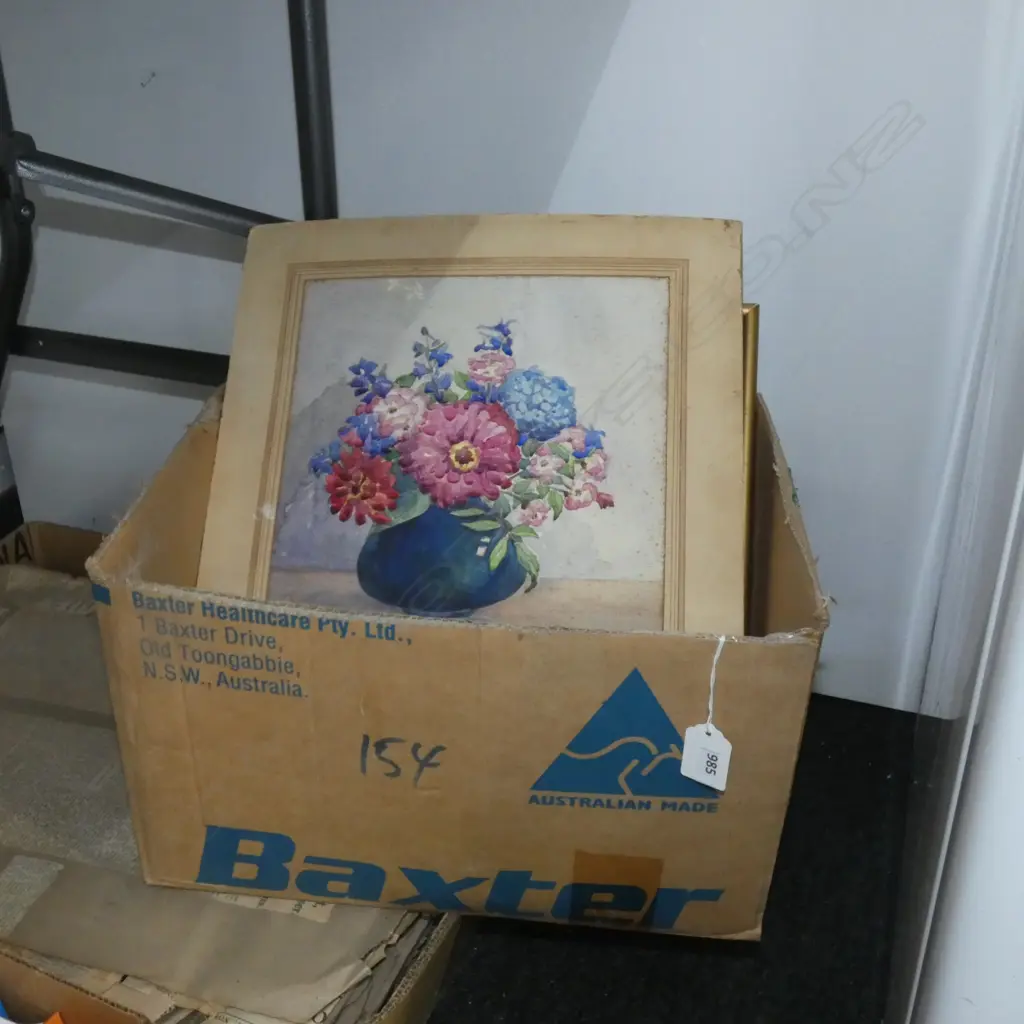 BOX 4 PAINTINGS & 1 PRINT. NILE RIVER SCENES STILL LIFE ETC Image 1++