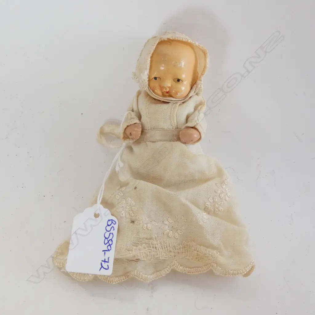 ANTIQUE SMALL JAPANESE MADE COMPOSITION BABY DOLL  L120MM Image 1++
