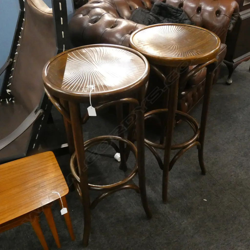 PAIR TALL BENTWOOD STOOLS H.800MM  Image 1++