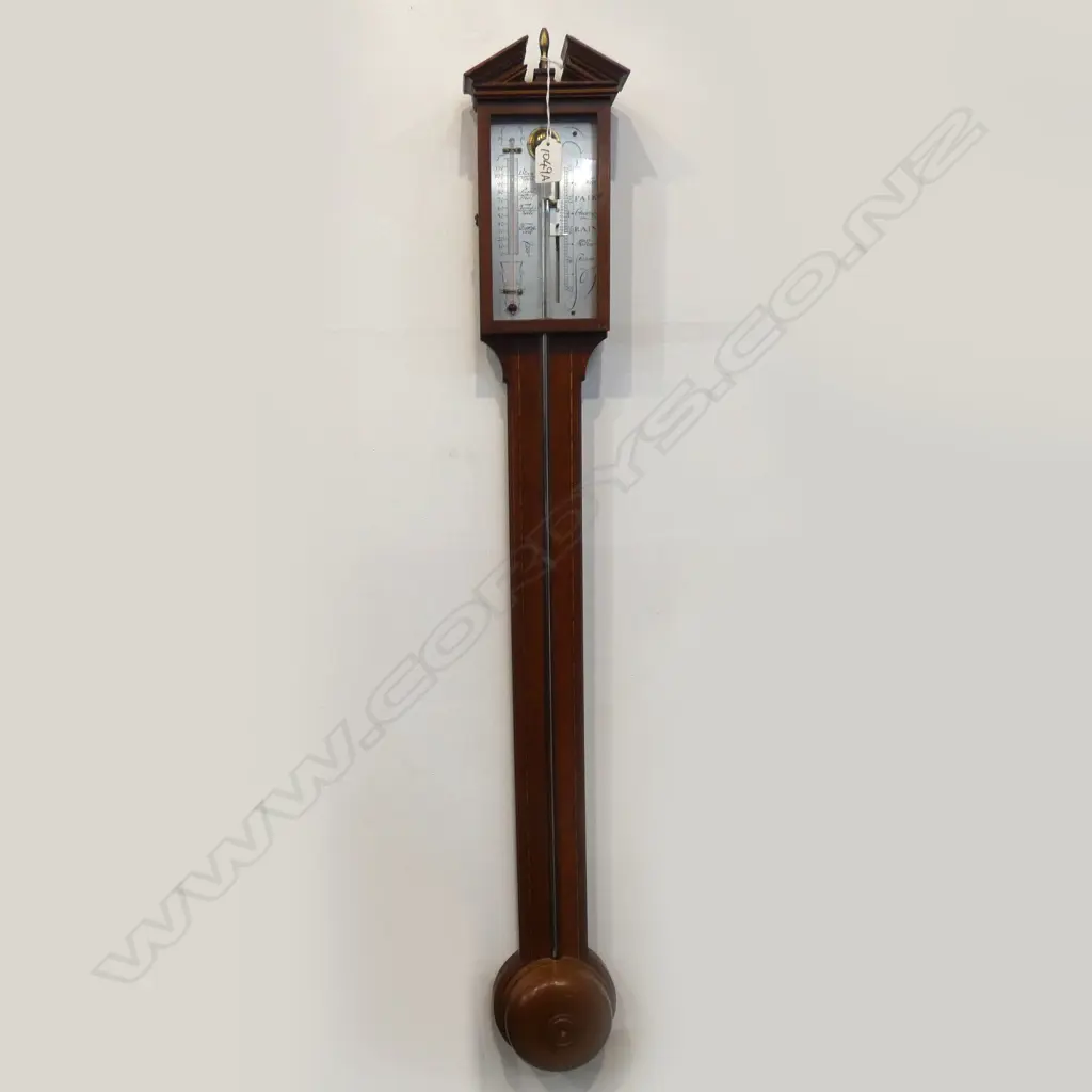 ANTIQUE REGENCY STYLE STICK BAROMETER INLAID WALNUT CASE Image 1++