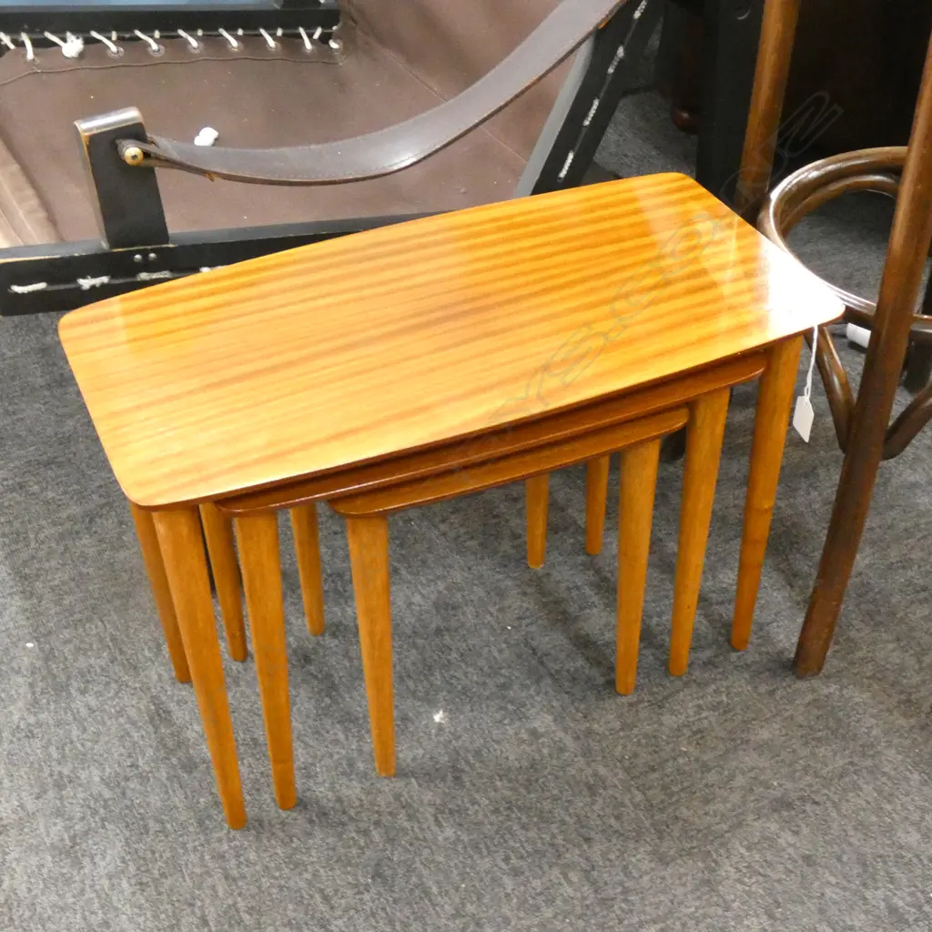 NEST OF 3 RETRO WOODEN TABLES LARGEST 560 X 290MM Image 1++