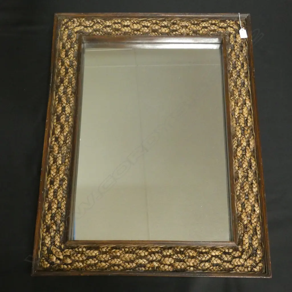 LG WOODEN BACKED MIRROR W POLISHED TWINE FRAME 680 X 880MM Image 1++