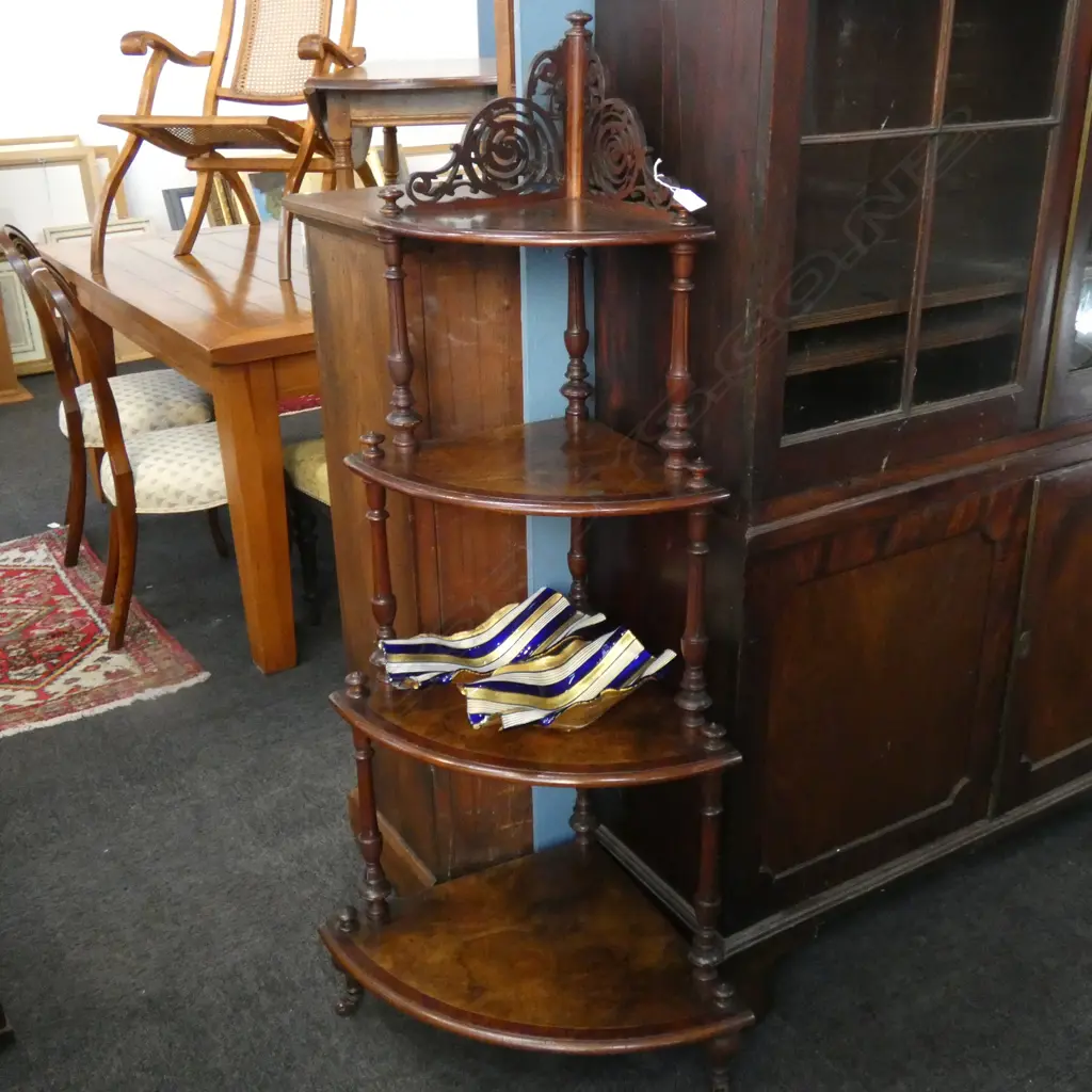 VICT MAHOGANY AND WALNUT WHAT-NOT H 1390 MM some old borer holes Image 1++