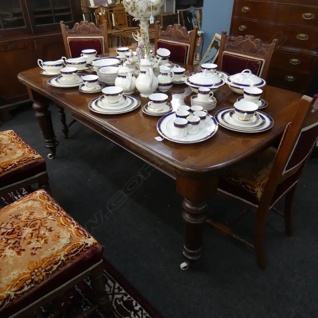 VICTORIAN MAHOGANY CRANK EXTENSION DINING TABLE ONE LEAF 1070 X 1770 X 720mm Image 1++