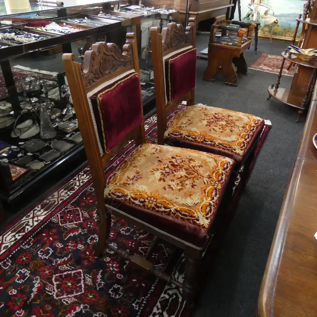 SIX EDWARDIAN UPHOLSTERED DINING CHAIRS Image 1++