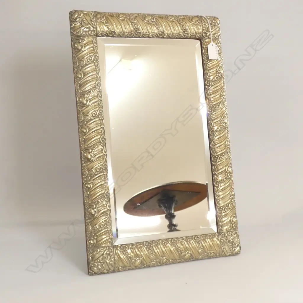ANTIQUE LG HEAVY SILVER PLATE FRAMED DRESSING TABLE MIRROR  330 X 510MM Image 1++