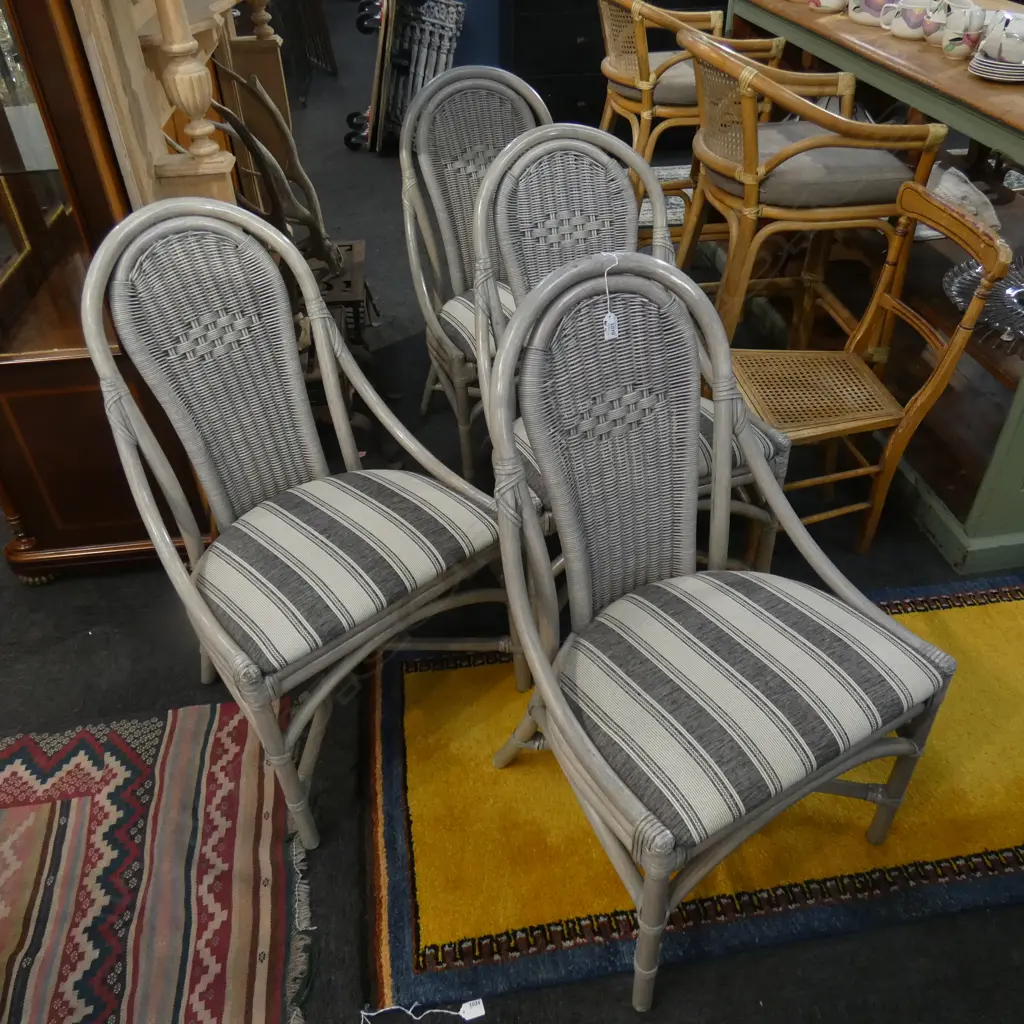 FOUR GREY WICKER CHAIRS Ex Sultan of Brunei Image 1++