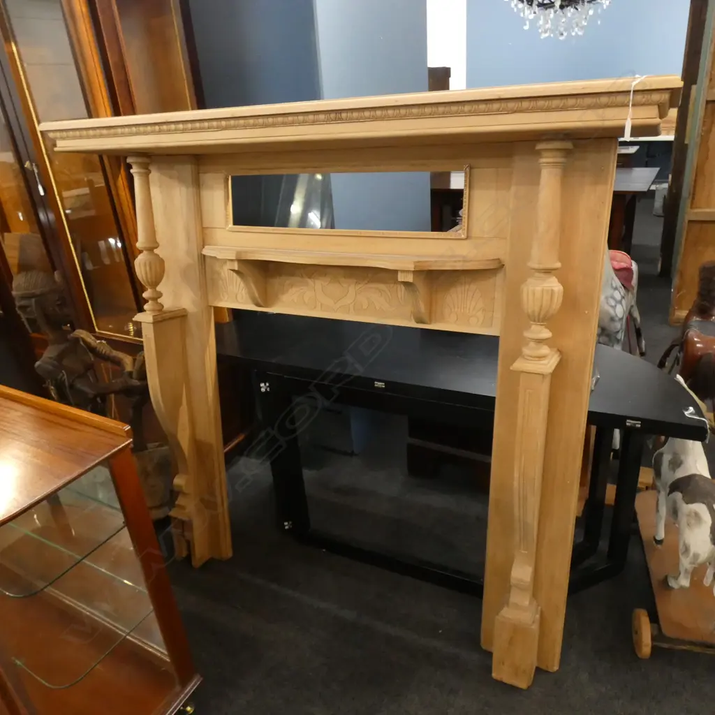 DIPPED KAURI CARVED WOOD  FIRE SURROUNDS & MANTLE L 1580MM Ex Sultan of Brunei  Image 1++