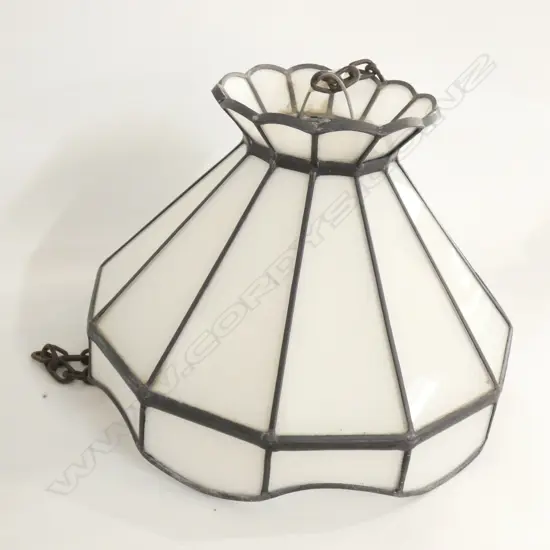 WHITE LEADLIGHT GLASS CEILING LIGHT DIA 355MM