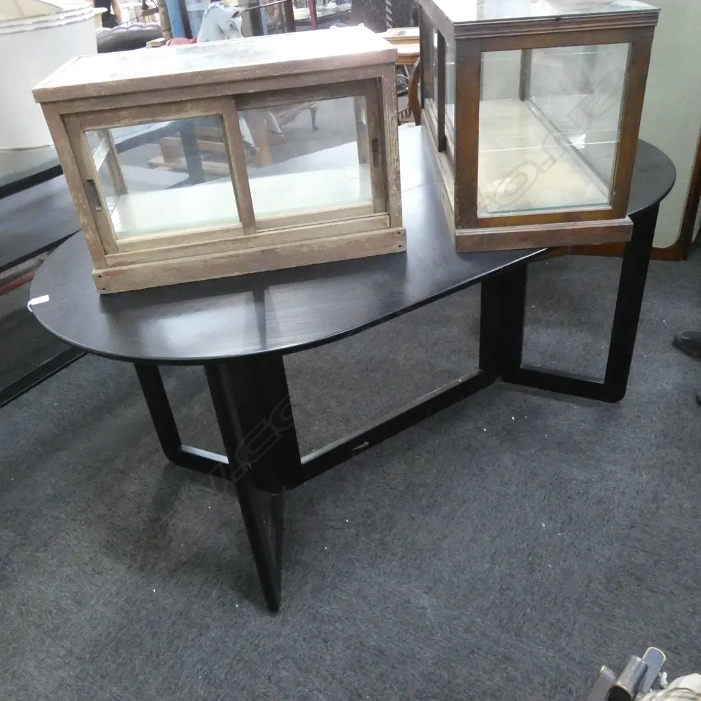 BLACK WOODEN DINING DROP LEAF DINING TABLE L1600 X 950MM Ex Sultan of Brunei   Image 1++