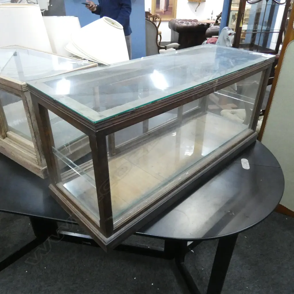 OAK FRAMED GLASS DISPLAY CASE 30’S H414 W91mm Image 1++