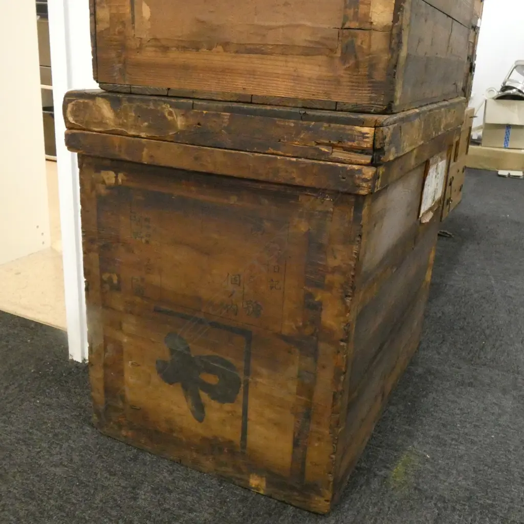 OLD CEDARWOOD METAL LINED TEA BOXES W730 D490 H600mm Image 1++