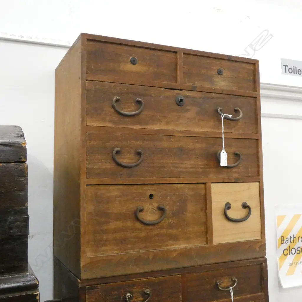 SM VINTAGE JAPANESE KO-DANSU CABINET 6 DRAWERS (1 HAS REPLACEMENT PANEL)  450 X 280 X 480MM Image 1++