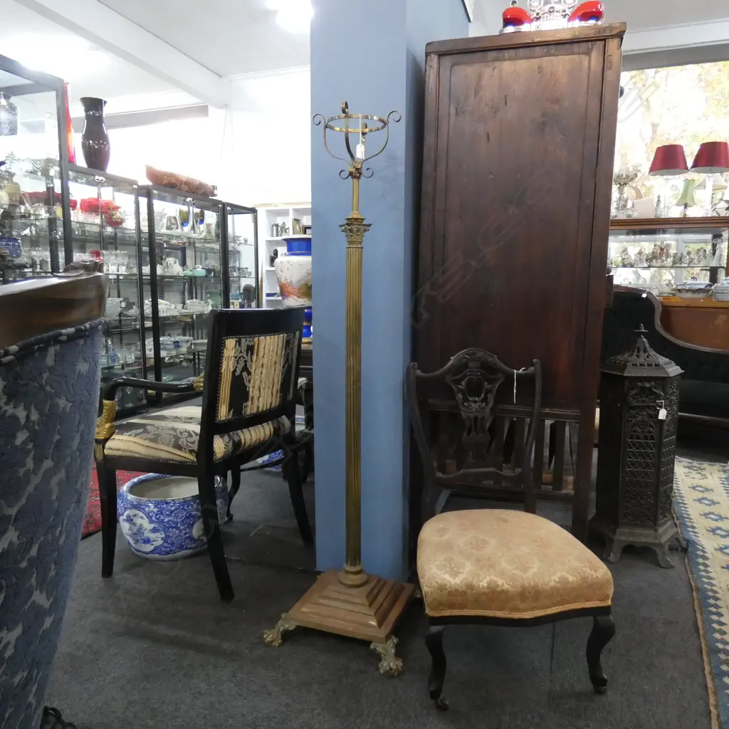 VINTAGE BRASS FLOOR LAMP STAND H. 11450MM Image 1++