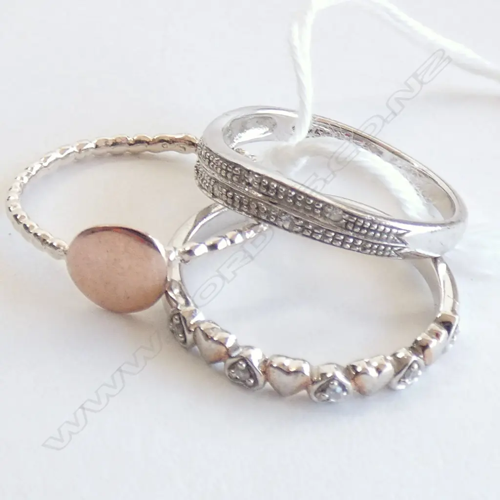 THREE 925 SILVER RINGS Image 1++