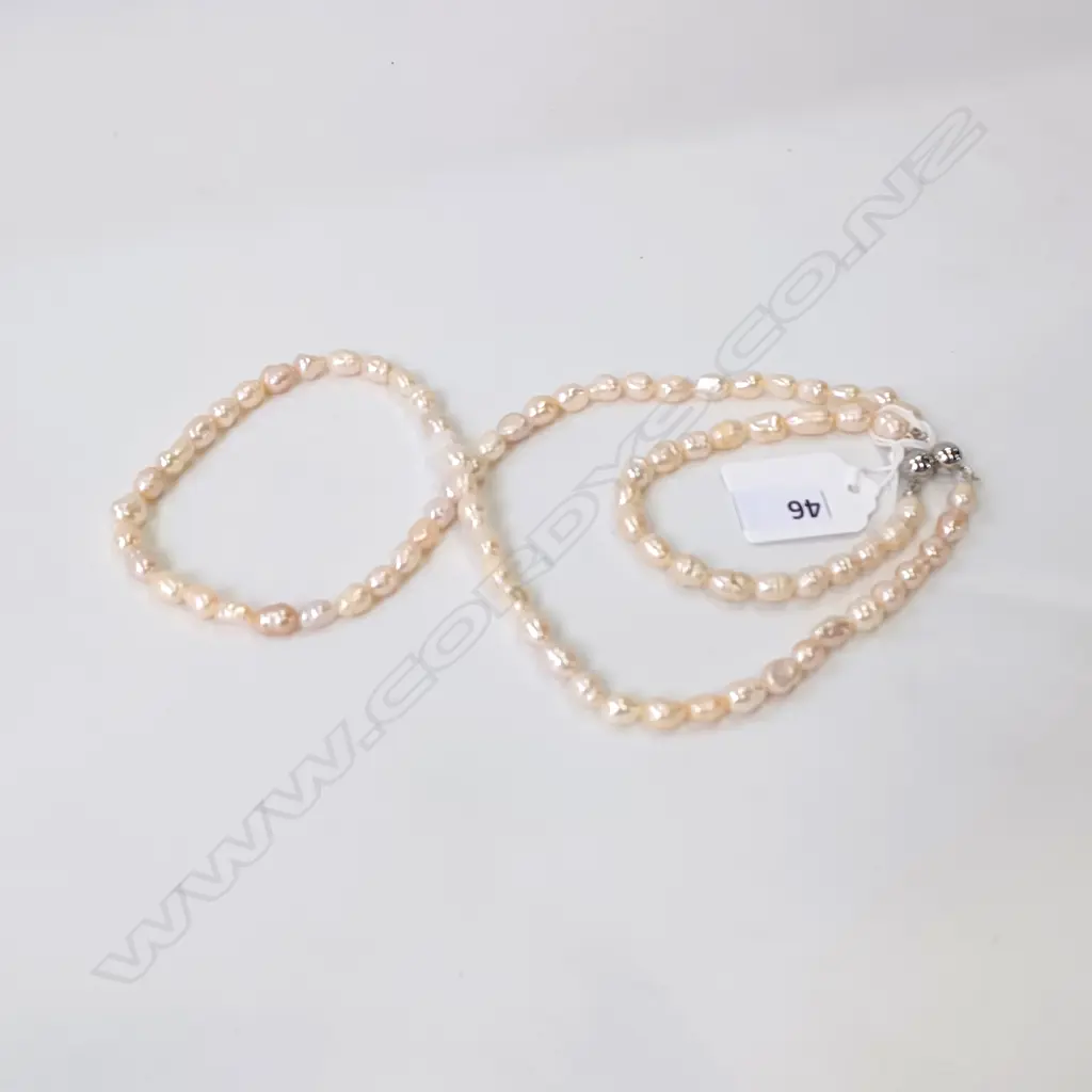 BAROQUE PEARL NECKLACE & BRACELET - MAGNETIC LOCKS Image 1++