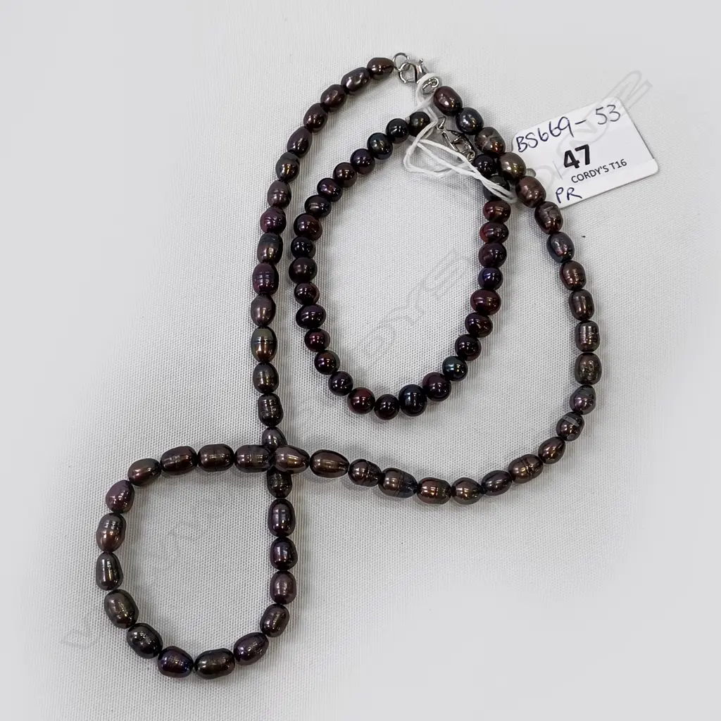 BLACK PEARL NECKLACE & BRACELET Image 1++