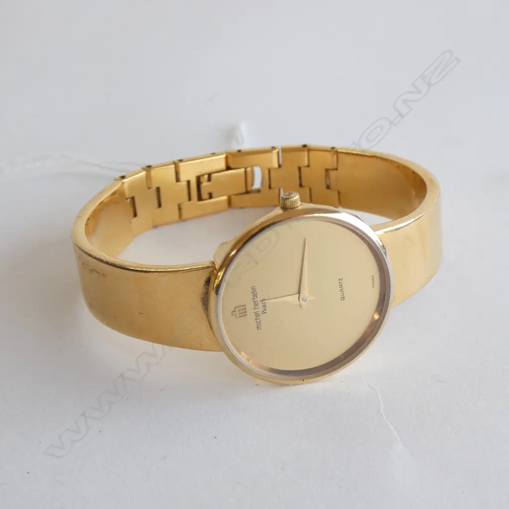MICHEL HERBELIN FRENCH GOLD PLATED QUARTZ WRISTWATCH Image 1++
