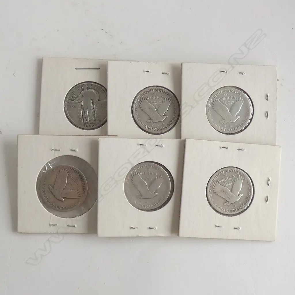6 X AMERICAN QUARTER DOLLARS IN PACKETS, 1927-1930 Image 1++