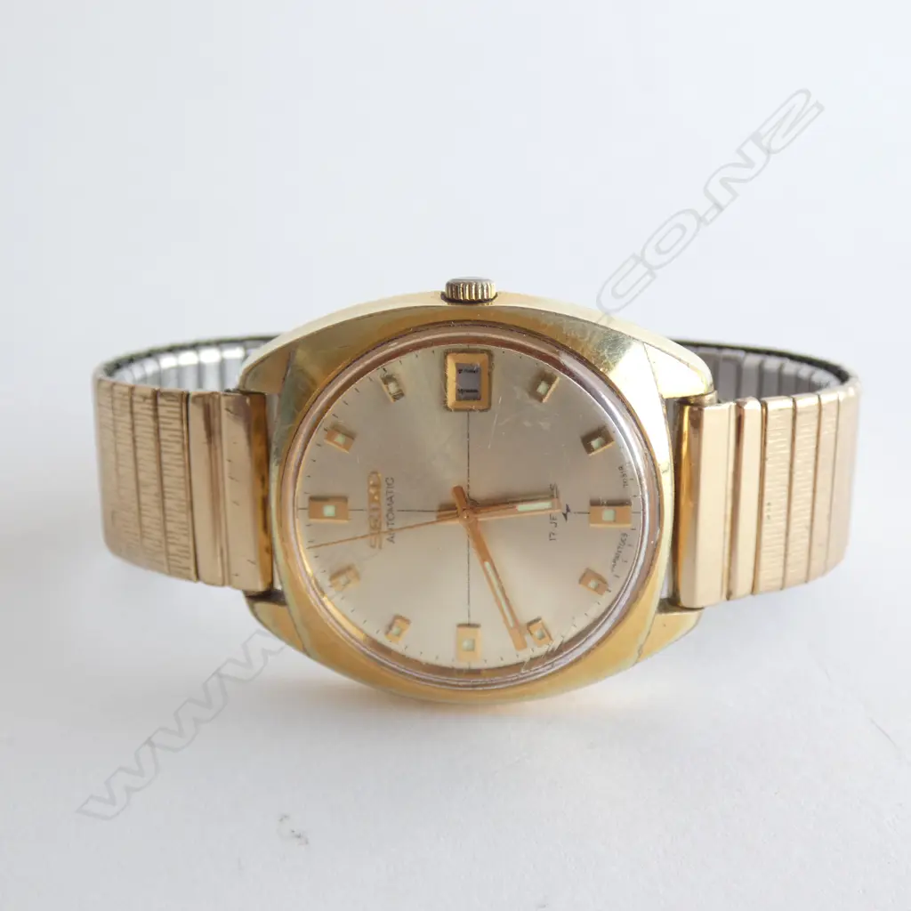 MENS SEIKO AUTOMATIC 17 JEWEL ELASTICATED BAND WATCH - WORKING  Image 1++