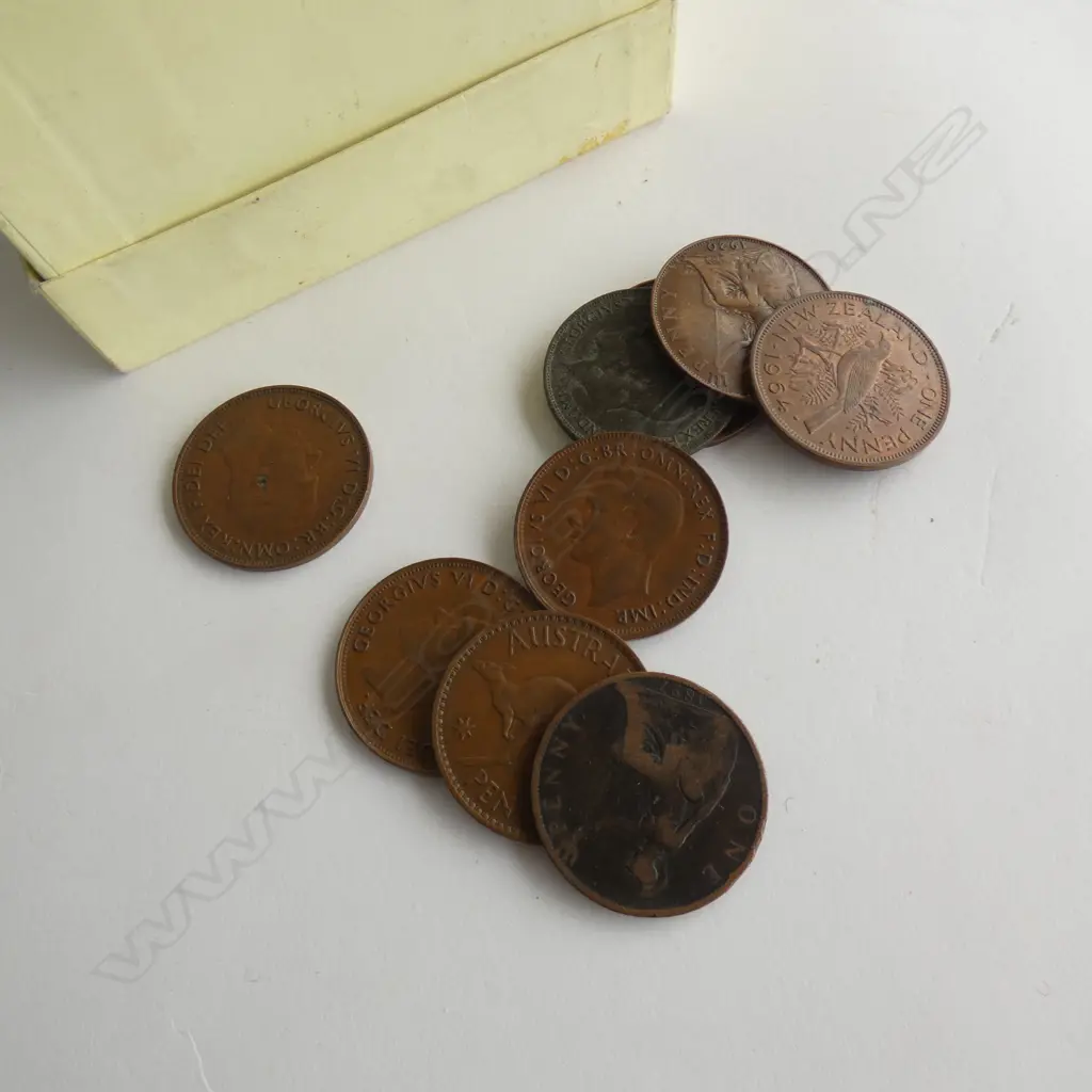 BOX OF PENNYS AND HALF PENNYS, UK, NZ & AUST Image 1++