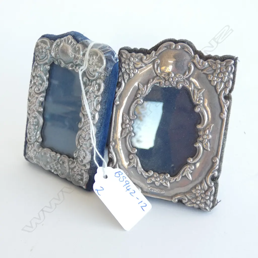 TWO VINTAGE STG SILVER PHOTO FRAMES - ORNATE EMBOSSING 90 X 62MM Image 1++