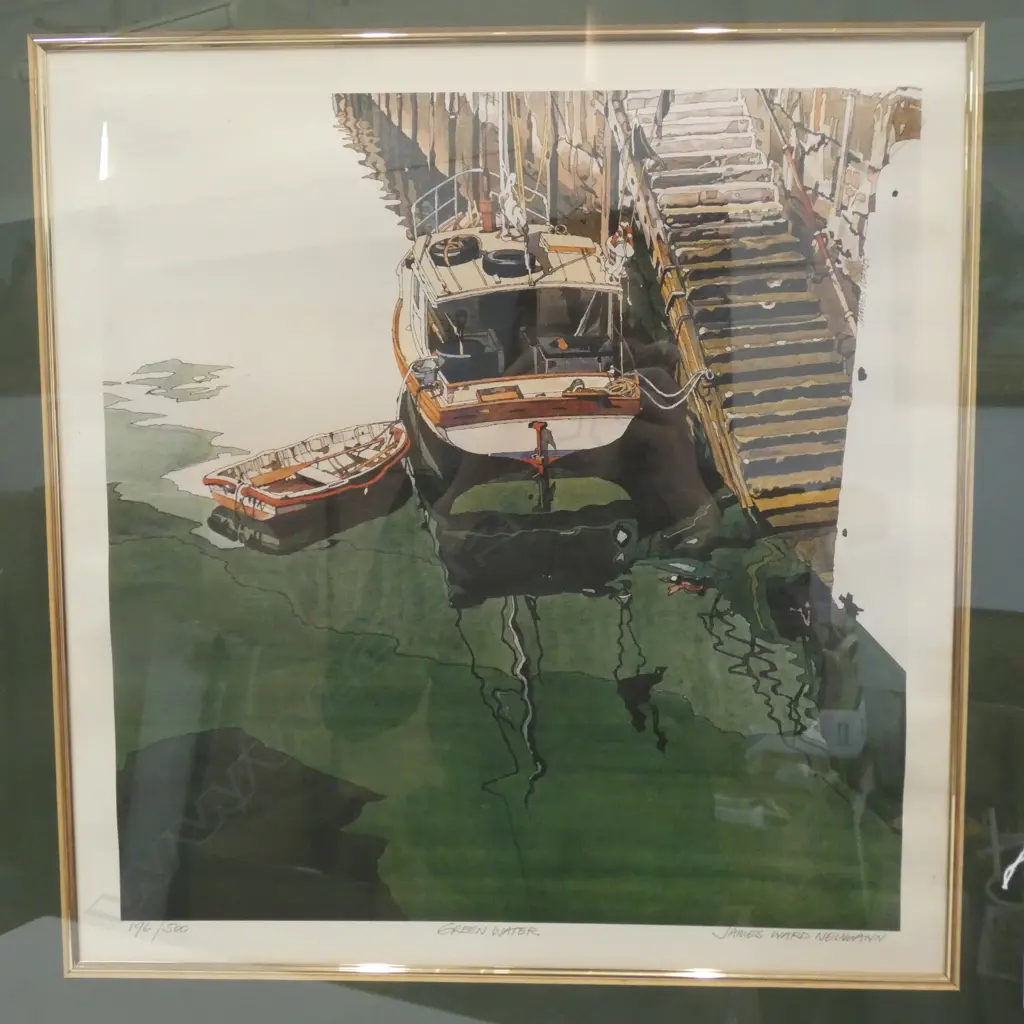 NAUUTICAL ARTWORK GREEN WATER BY JAMES WARD NEWWMANN Image 1++