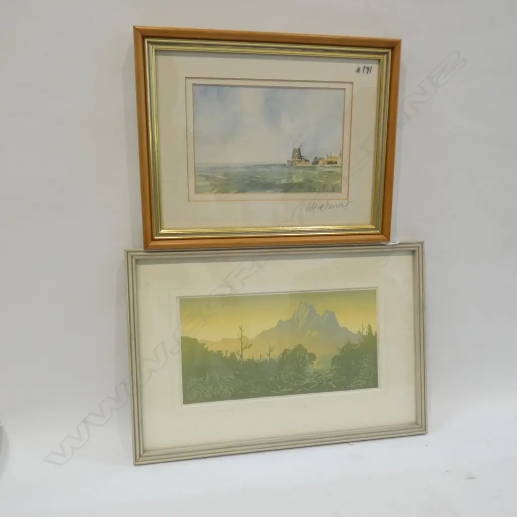 2 WATER COLOUR PRINTS; PATRICK DURRANT & DAVID BLAIR 'KAUERANGA VALLEY' 200 X 110MM Image 1++