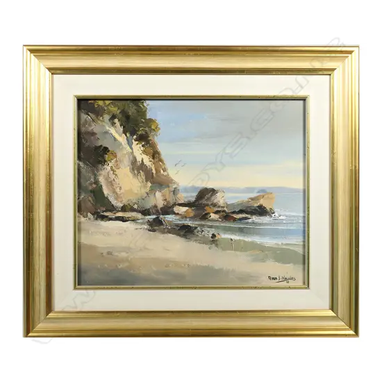 PETER WALLERS, LONELY BAY COROMANDEL, OIL ON BOARD, SIGNED & DATED '83, 230 X 285MM