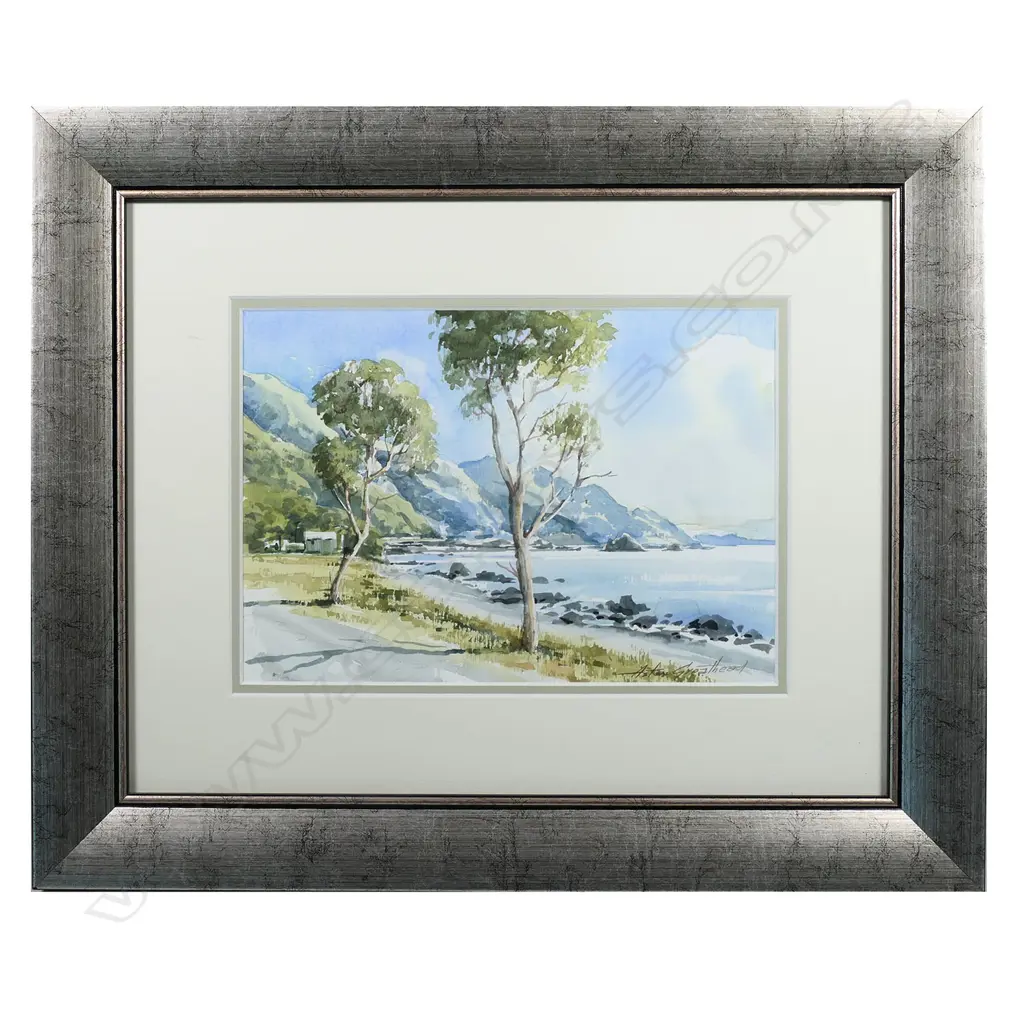 ASTON GREATHEAD, FROM A CAMPING AREA, KAIKOURA COAST, W/COLOUR, SIGNED 170MM x 240MM Image 1++