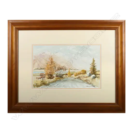 ASTON GREATHEAD, MOUNTAINS & ROAD, W/COLOUR & PENCIL, SIGNED, 165 X 265MM