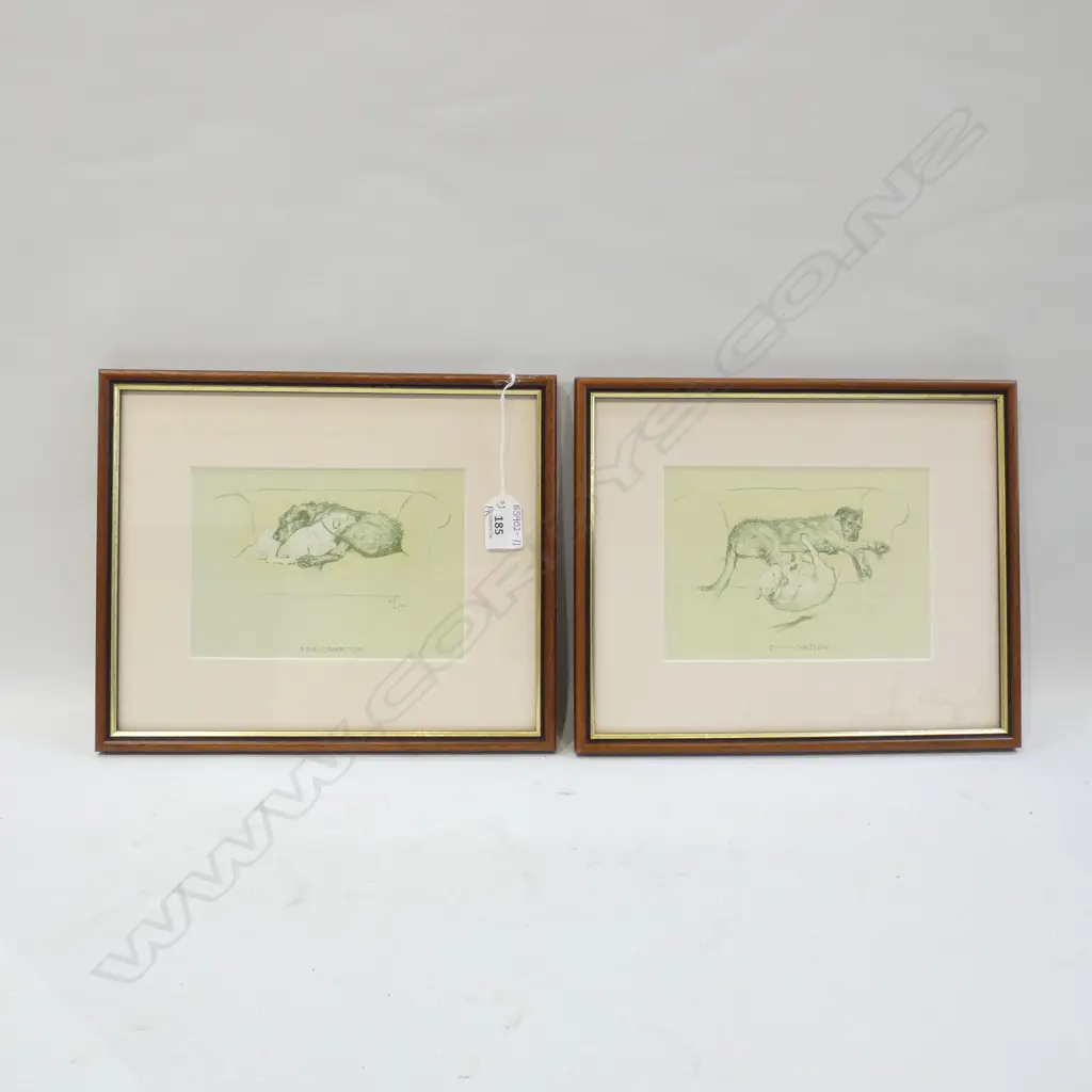 PR CECIL ALDIN DOG PRINTS 'AMALGAMAITON' & 'D---NATION'  175 X 125MM Image 1++