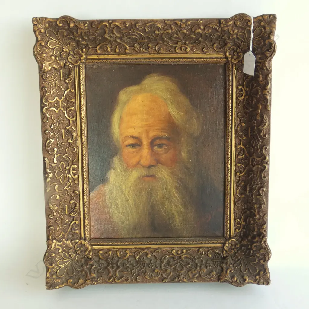 JACOBUS VAN DYCK, OIL ON CANVAS BOARD, SIGNED, PORTRAIT OF MOSES (AFTER REMBRANDT) 295 x 225mm Image 1++