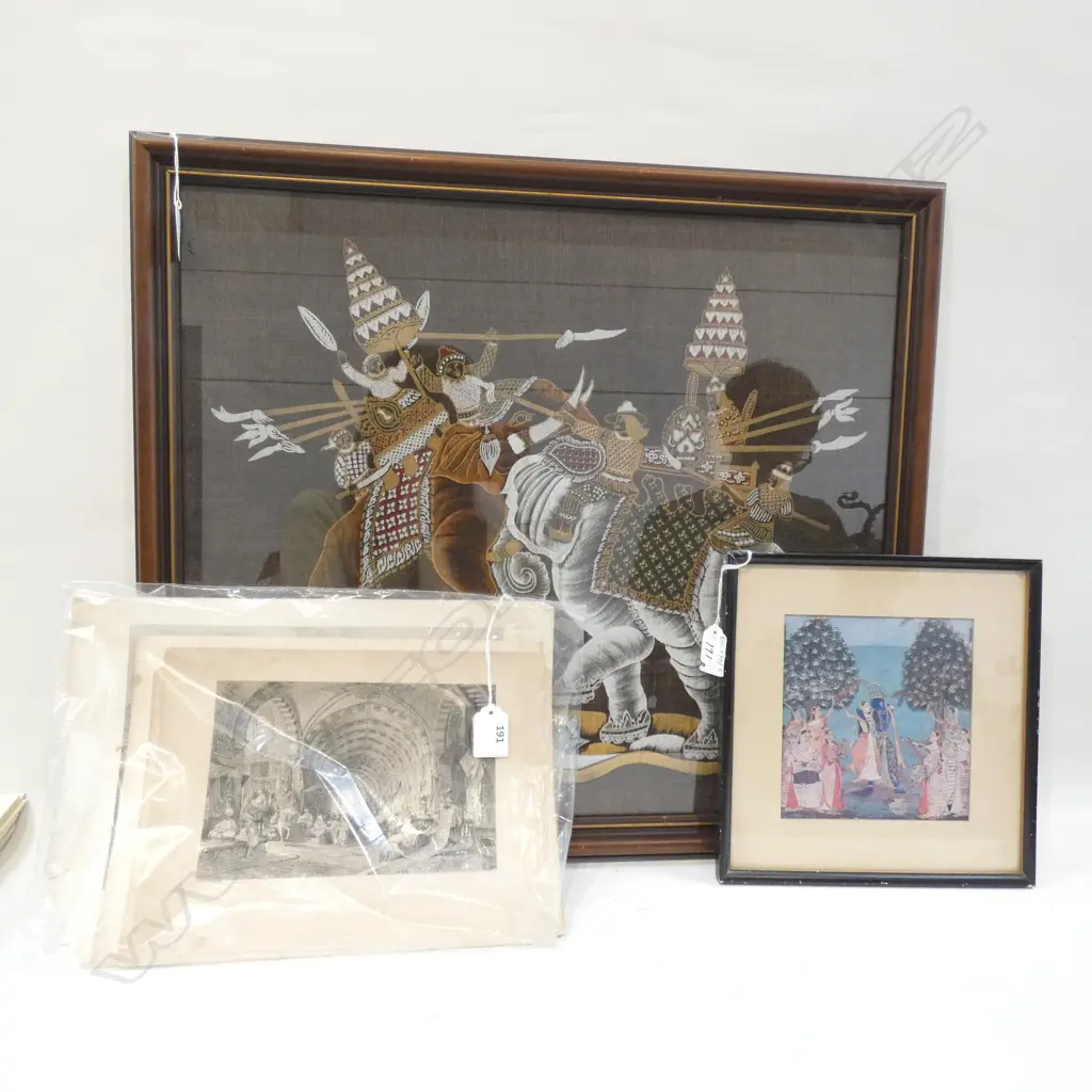2 INDIAN PRINTS 440x500mm + 4 ANTIQUE LITHOGRAPHS Image 1++