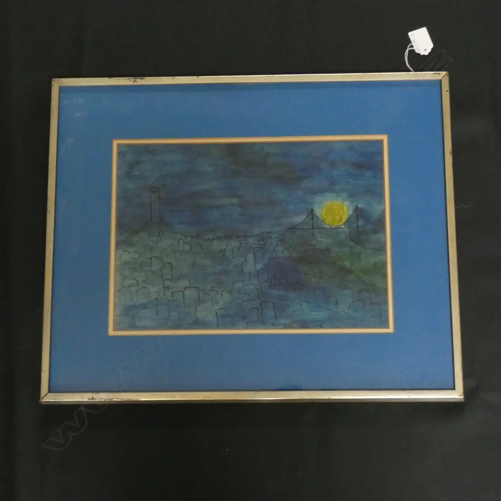 FRAMED SKYLINE WATERCOLOUR 330X230mm Image 1++