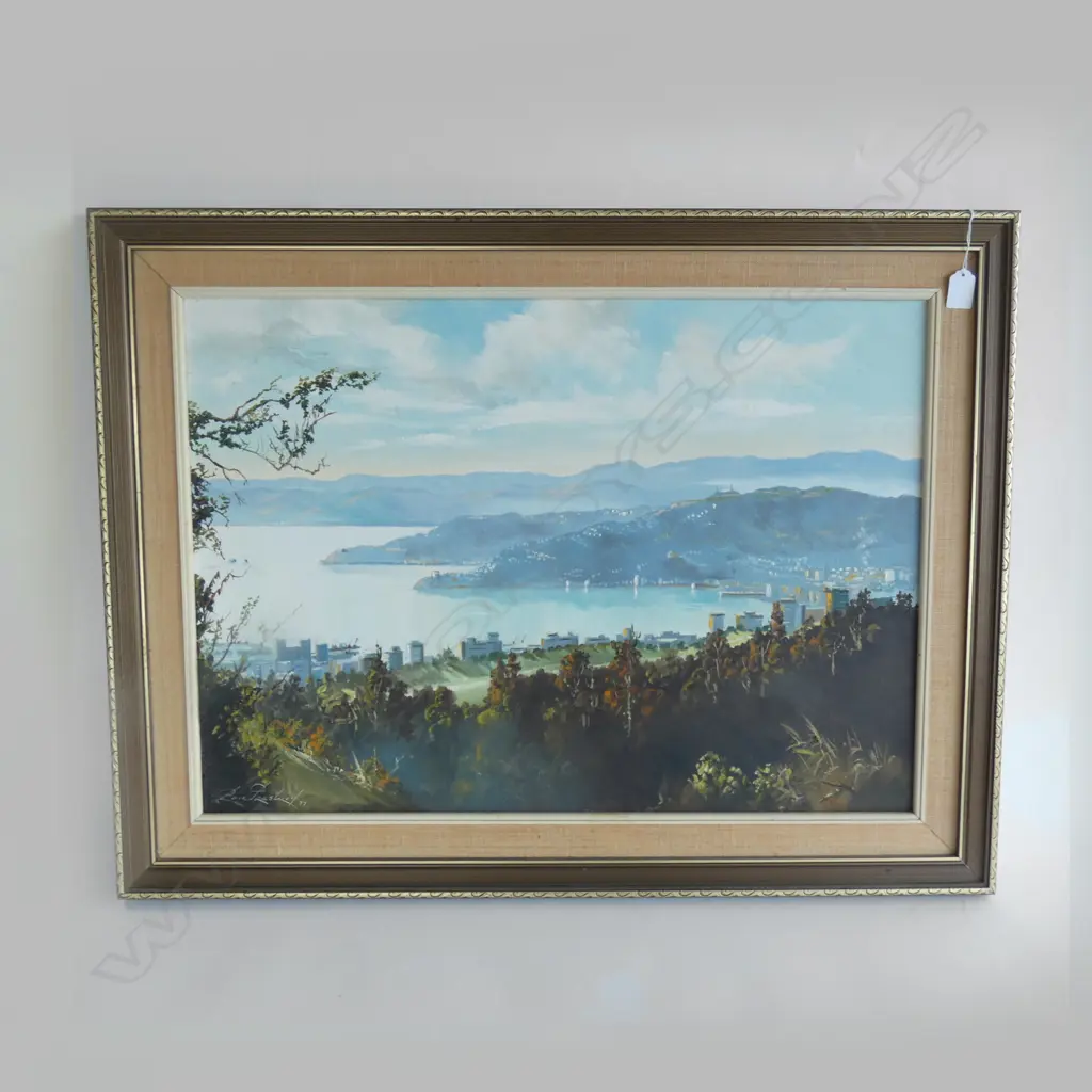 RON PRESTNEY OIL WELLINGTON HARBOUR SIGNED '77 500x700mm Image 1++