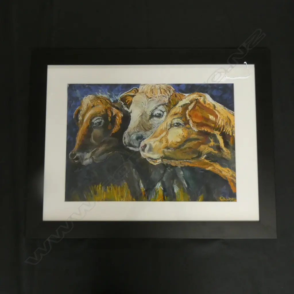 CHRISTINE LLYOD, CONTENTED COWS, PASTEL, SIGNED, 470 X 330mm Image 1++