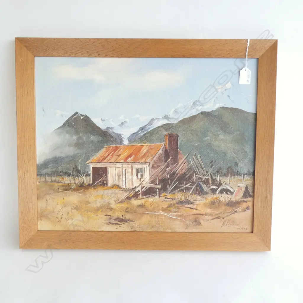 MCKENZIE ACRYLIC 'HUT ON THE COAST STH WESTLAND(FOX)' 1966  Image 1++